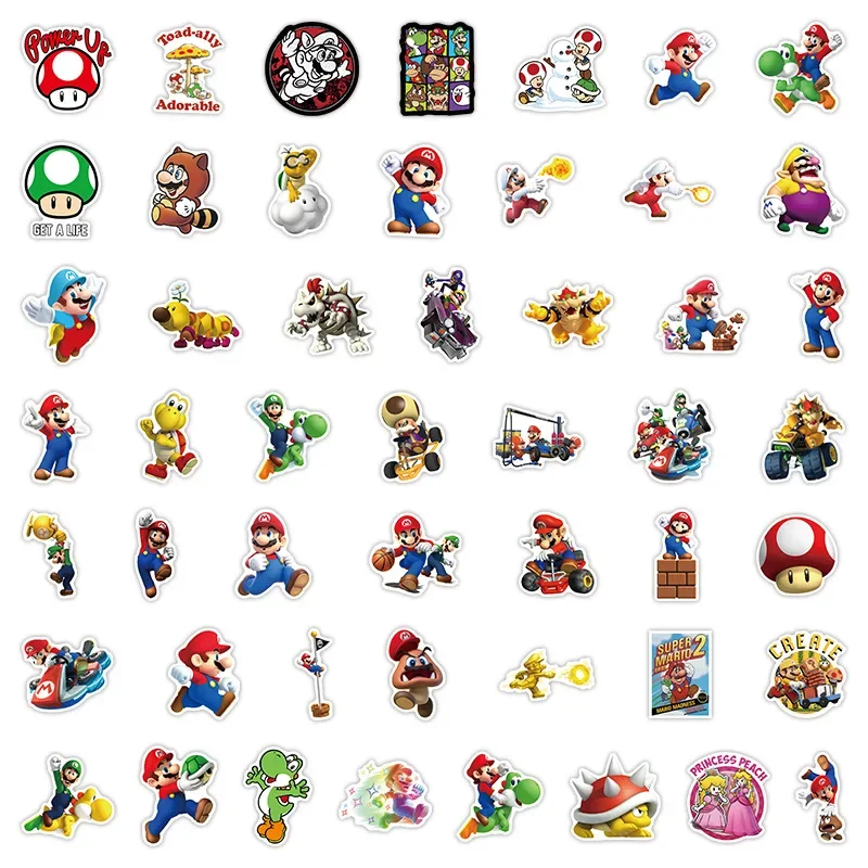 50/100Pcs Cute Game Super Mario Bros Cartoon Stickers Anime DIY Phone Laptop Luggage Skateboard Vinyl Kawaii Decal for Kid