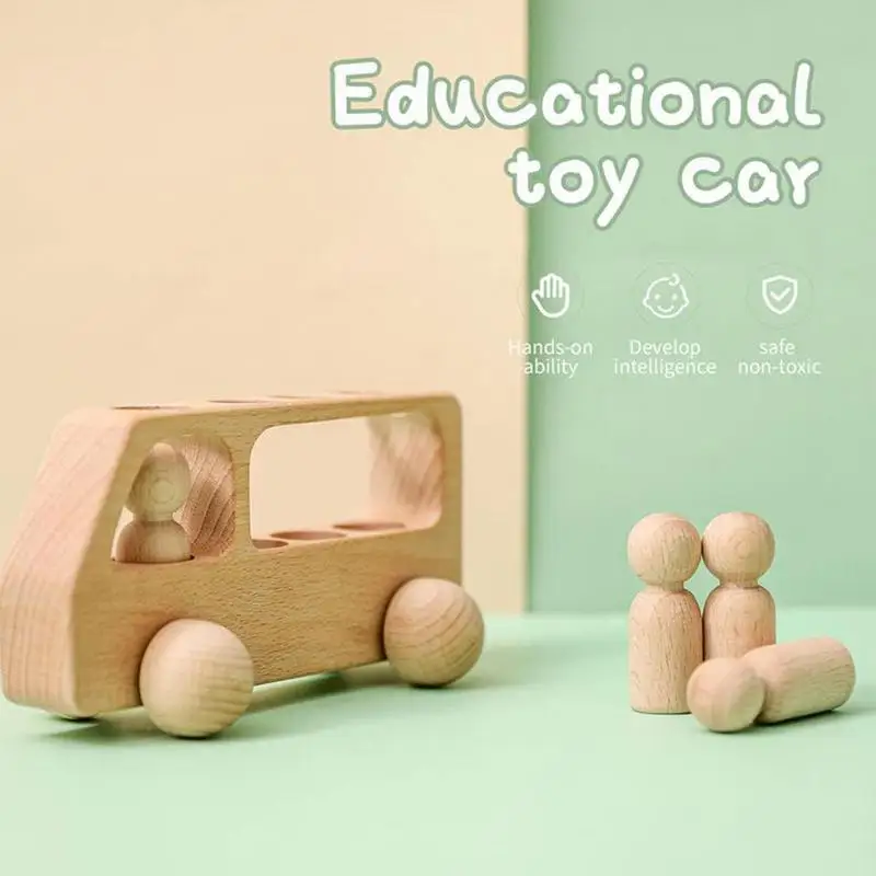 Montessori Wooden Toys For Children Christmas Gifts Puzzle Game Cartoon Wood Peg Dolls Educational Toy Car Newborn Baby Blocks