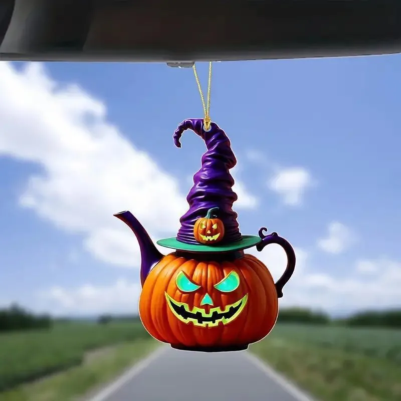 Halloween Ornament Horror Halloween Decorations Acrylic Hanging Decor Cute Spooky Ghost Ornament For Car Mirror Hanging Home