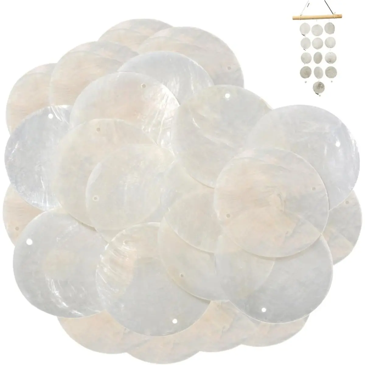 Capiz Shells - 100PCS 1 Inch Round Shells with Holes, Polished Natural for Crafting Jewelry Making DIY
