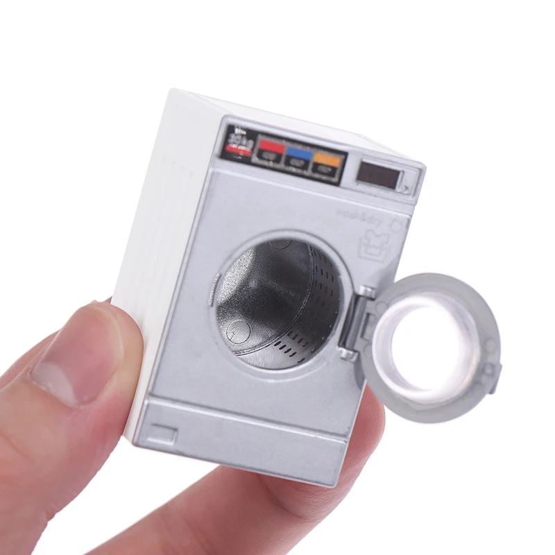 1:12 Poppenhuis Miniatuur Wasmachine Trommelwasmachine Huishoudapparaat Wasserij Model Poppenhuis Meubels Decor Speelgoed 3.3*5*2.5Cm