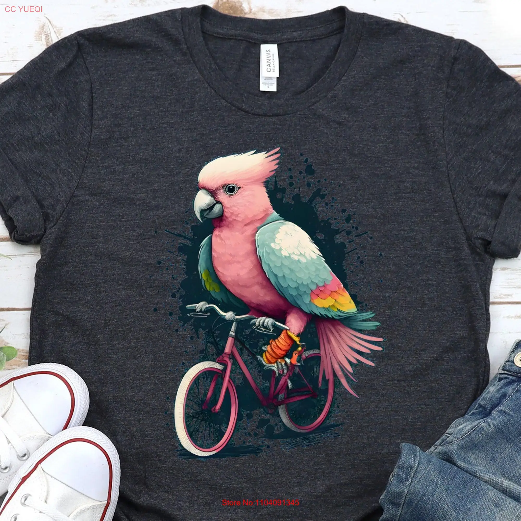 Galah Cockatoo T Shirt Cyclist Bike Rider Bicycle SweaT Funny Bird Cycling Sweater Pink Grey Parrot Lover