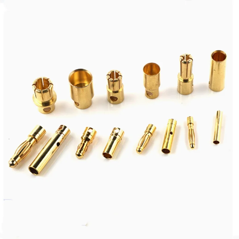 5pairs 2.0mm  3.0mm 3.5mm 4.0mm 5.0mm 6.0mm Banana Plug Gold Plated Bullet Banana Plug Male Female Banana Connector