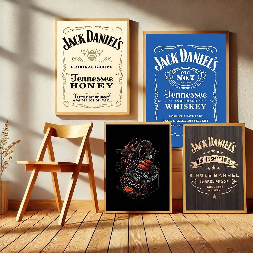 Pósteres Vintage de J-Jack D-Daniels, decoración adhesiva para habitación, hogar, Bar, cafetería, decoración Kawaii para habitación