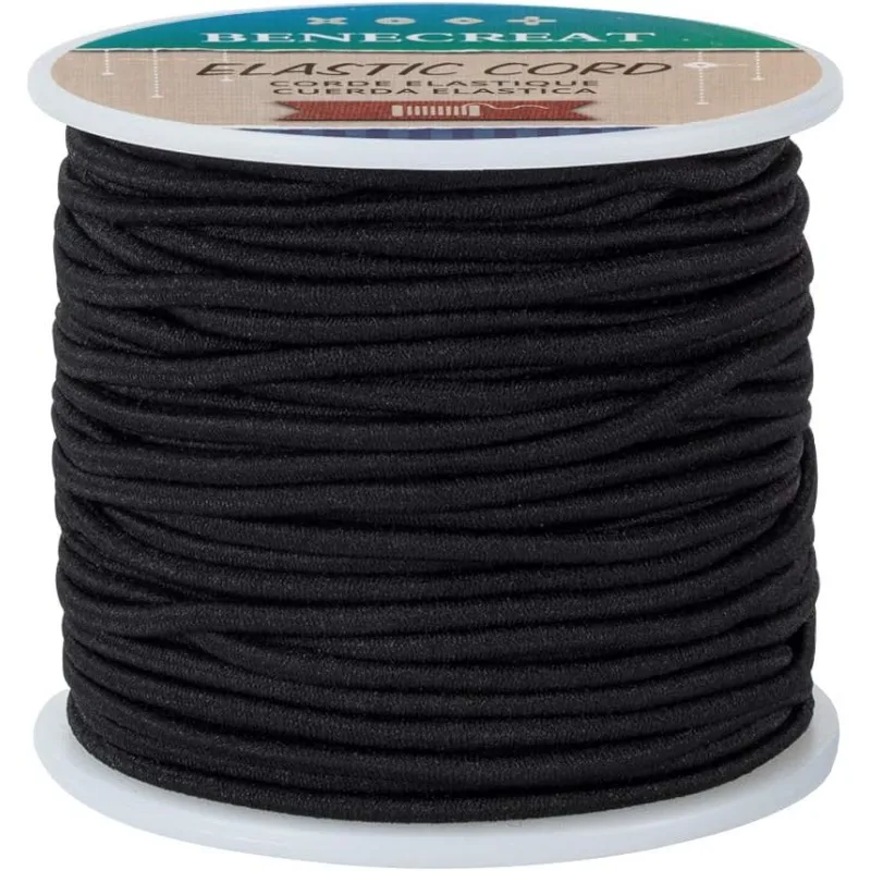 1 Roll 2.5mm Black Elastic Cord 38 Yard Stretch Thread Beading Cord Fabric Crafting String Rope for DIY Crafts Bracelets