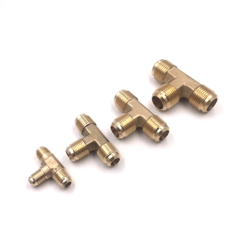 

Brass Air Conditioner Tee Forged SAE 1/4 3/8 1/2 3/4 fit UNF Thread 3 Ways Equal Flare Connecting Pipe Fitting Adapeter