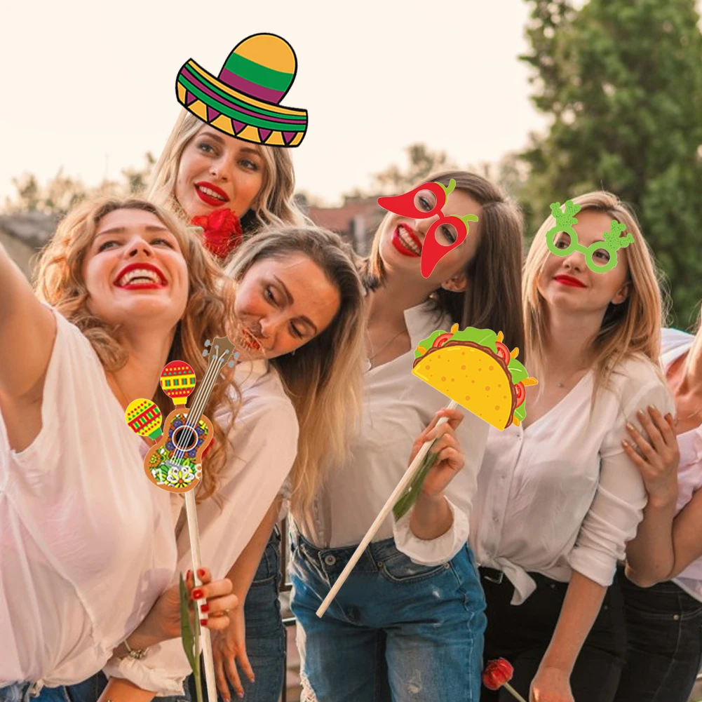 Insufláveis para Decorações De Festa, DIY, Festa Mexicana, Engraçado, Aniversário, Selfie, Carnaval, Hawaiian Photo Prop, Casamento, Graduação, 24Pcs