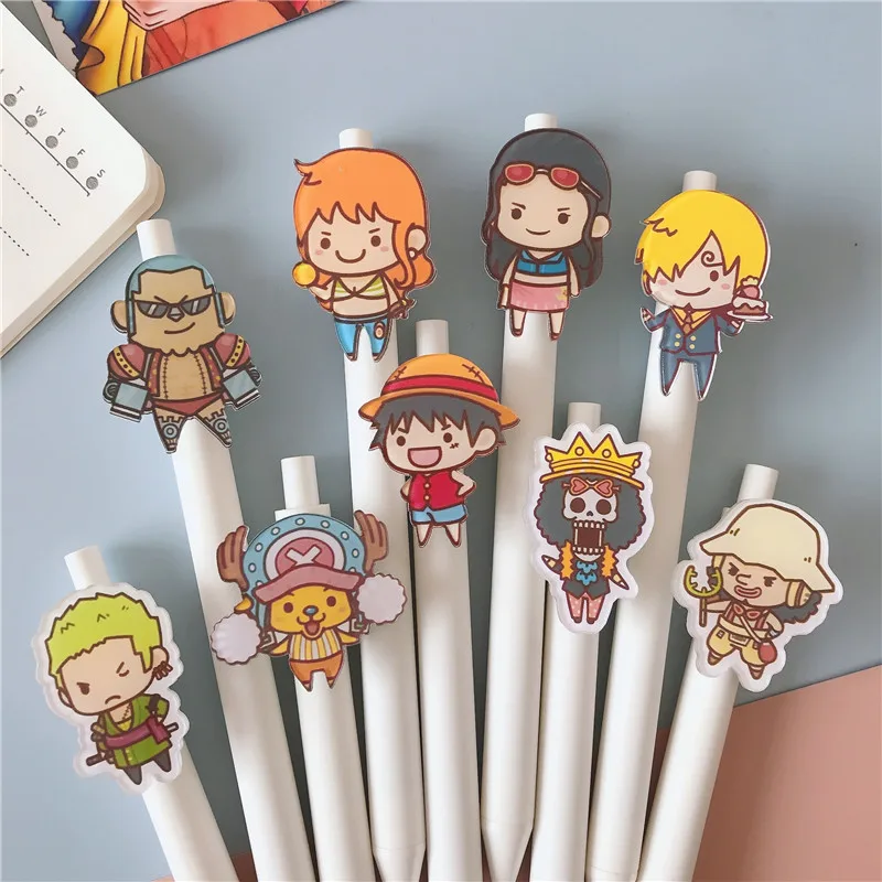 Eendelige Gel Pennen Anime Kawaii Schattige Kinderen School Briefpapier Luffy Roronoa Zoro Nami Tony Chopper Figuur Accessoire Kinderen Cadeau