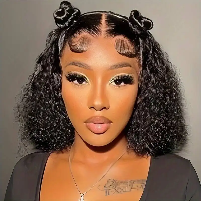 Short Curly Bob Wig 13x4 HD Deep Water Wave Lace Font Wig Lace Front Human Hair Wigs For Women Closure Cheap Bob Wigs