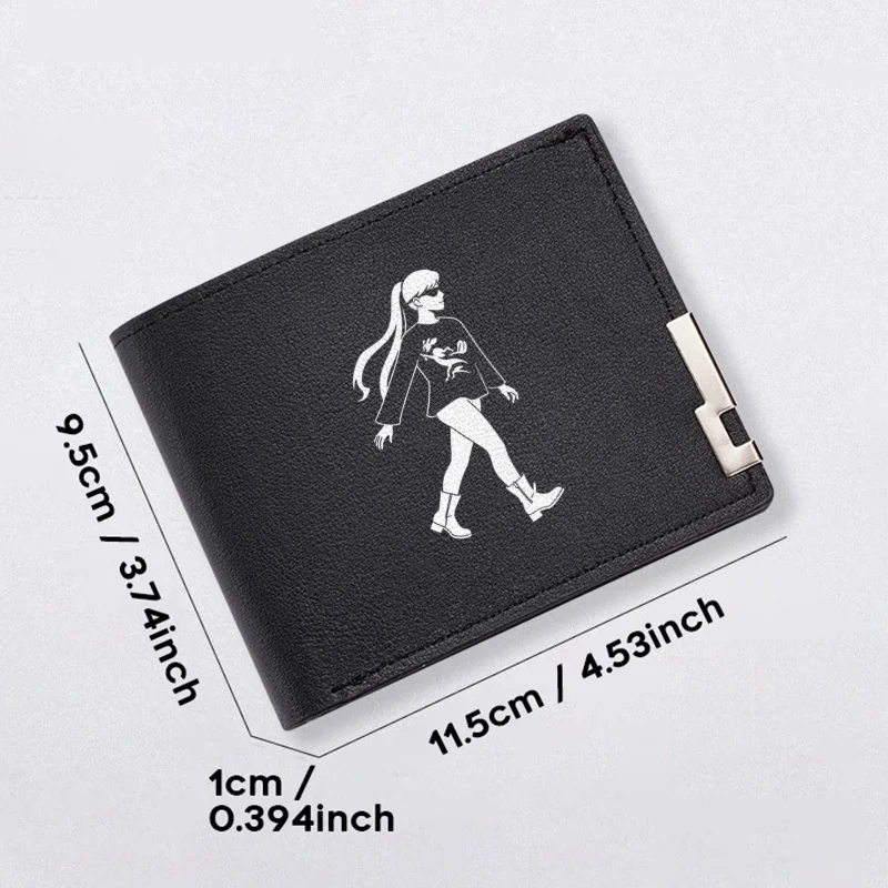 Minimalistyczny czarny portfel z PU z eleganckim nadrukiem kobiecej postaci, wysokiej jakości, biznesowy styl, kompaktowa konstrukcja do codziennego użytku.