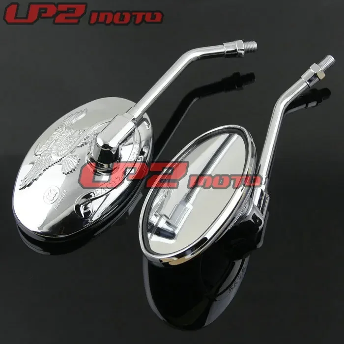 For Honda Steed 400 600 Magna 250 750 CA250 Shadow 400 Silver Motorcycle Rearview Mirrors Mirror 1Pair