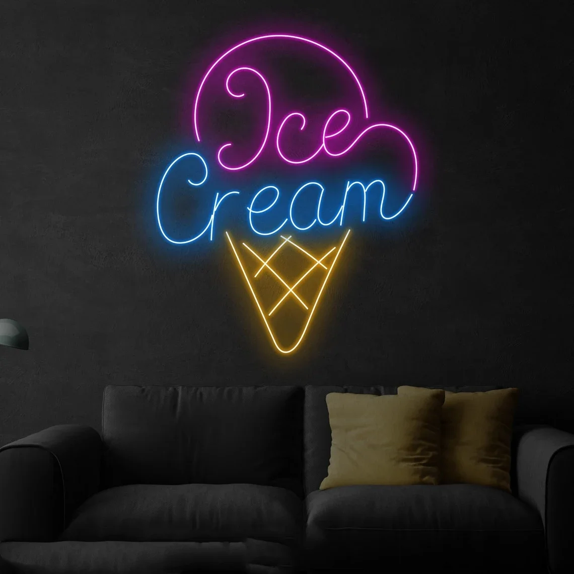 Ice Cream Neon Sign Custom Neon Sign Ice Cream Store Neon Wall Decor Dessert Restaurant Light Wall Art