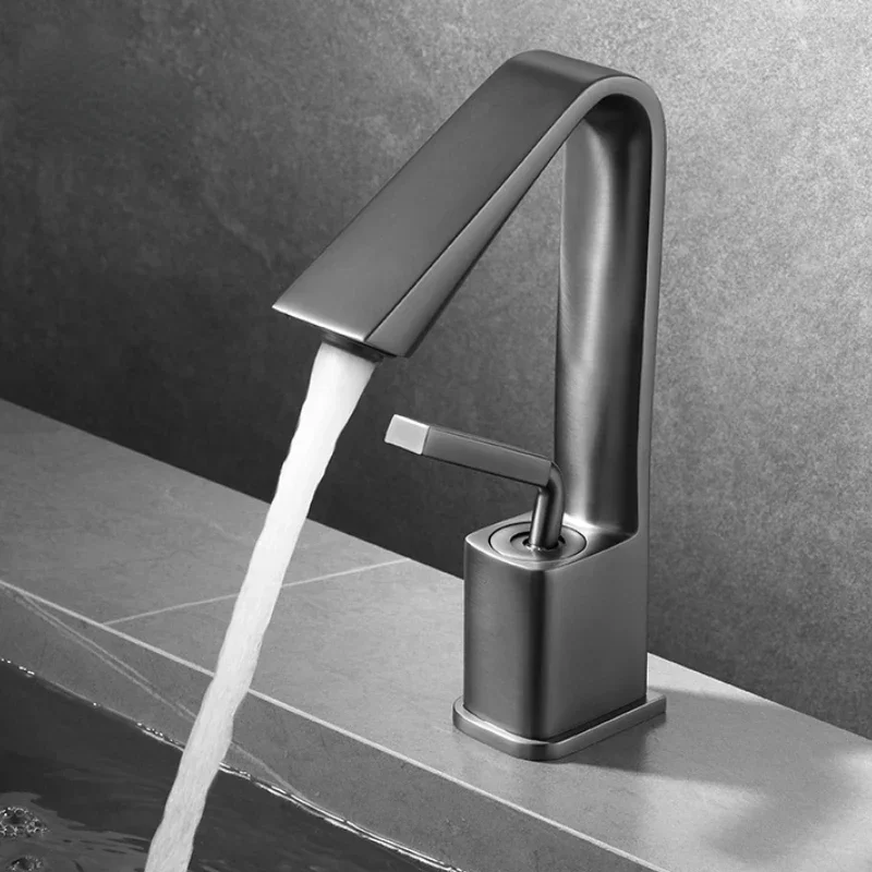 

Solid Brass Grey Faucet Bathroom Single Handle Single Hole Basin Tap Cold and Hot Mixer Faucet White Brushed Gold Black