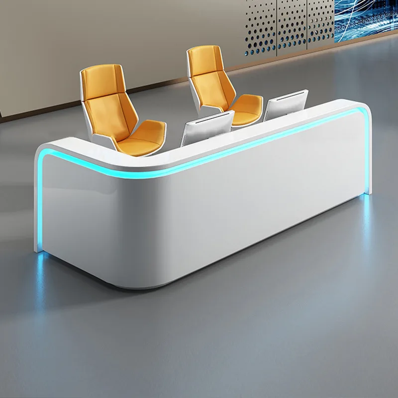 Painting front desk reception desk guidance desk beauty salon bar counter curved corner service checkout page white