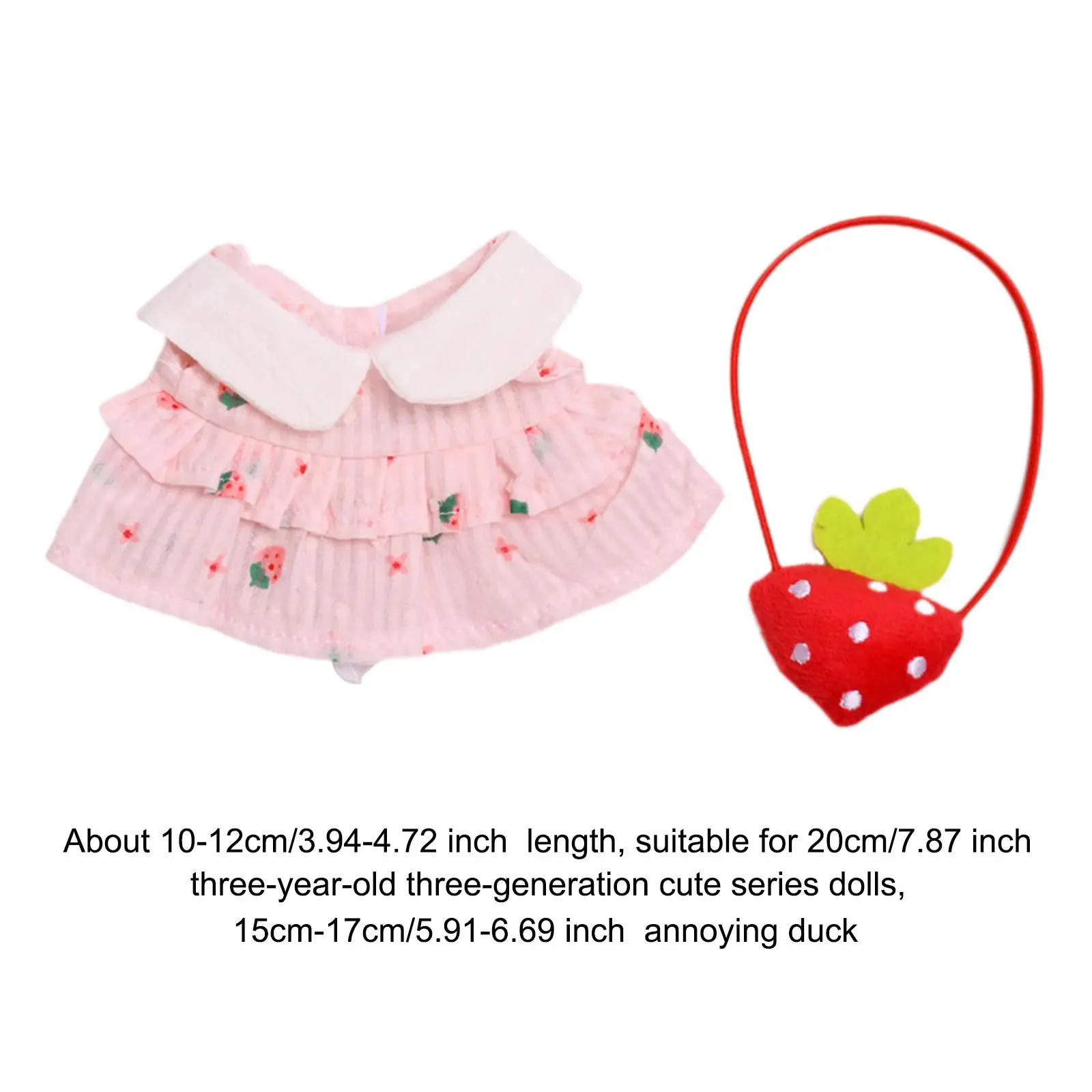 2 peças de vestido de bonecas da moda e bolsa, roupas para bonecas de 15-20 cm