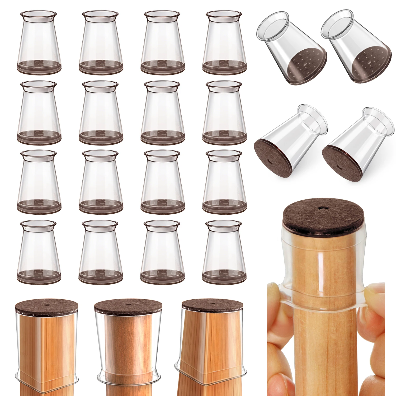 24–36 Stück Stuhlbein-Bodenschoner für Hartholzböden, 360° °   Pad Bottom Wrapped Verdickung Silikon Möbel Beine Kappen Abdeckungen