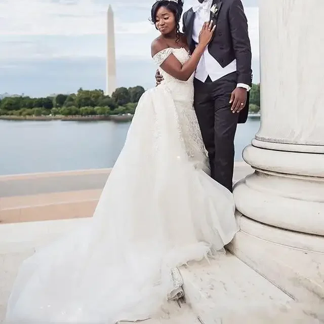 Robe de Mariée Sirène Sud-Africaine Personnalisée, Sexy, avec Poignées, Surjupe Amovible, avec Traîne de Balayage, pour Patients de Plage