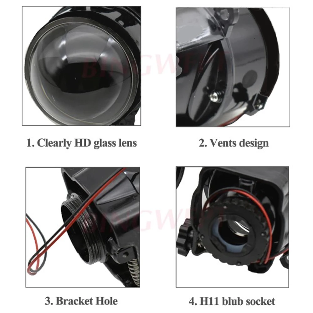 For TRITON L200 OUTLANDER 2 PAJERO 4 GALANT RVR Endeavor 3.0inch Adjustment Bracket Bi-Xenon Fog Light Waterproof Projector Lens