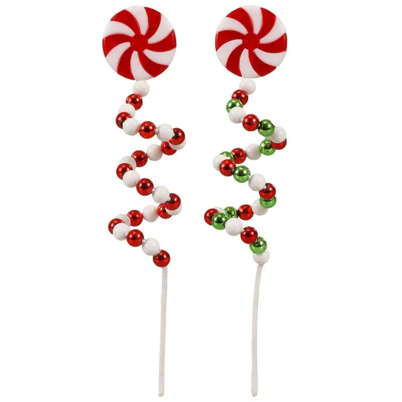 Christmas Tree Decoration Red/White Candy Bells Beads Curly Pick Branch Xmas Ornaments Garland Vase Decor Home Office Party Gift