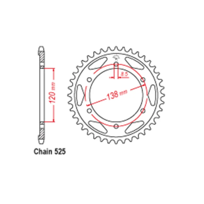 OZOEMPT 525-40T Motorcycle Rear Sprocket Apply to VFR400 R3-L,M 90-93   RVF750 R  94-98   VFR750 RJ,RK,RL,RM 88-92