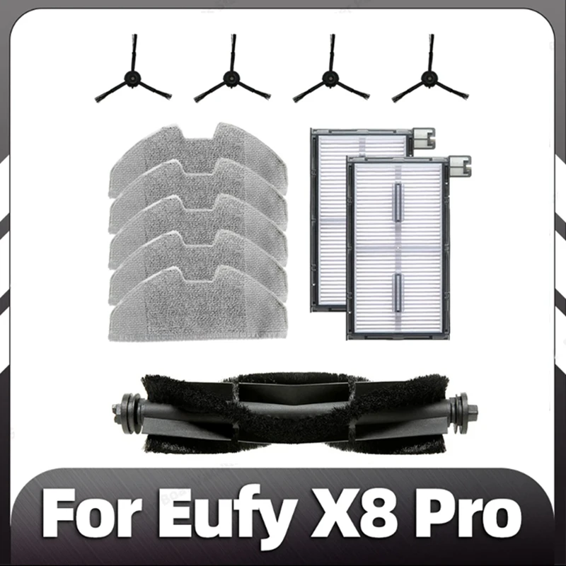 

12PCS For Eufy X8 Pro Serie X8 Pro SES Robot Vacuum Cleaner Spare Replacement Main Side Brush HEPA Filter Mop Cloth Kit