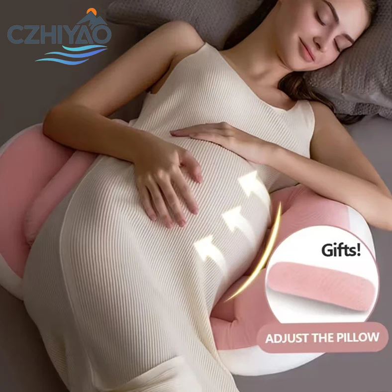 CZHIYAO Foldable Maternity Pillow Pregnant Women Side Sleeping Waist Belly Support Cushion Portable Travel Body Support Pillow