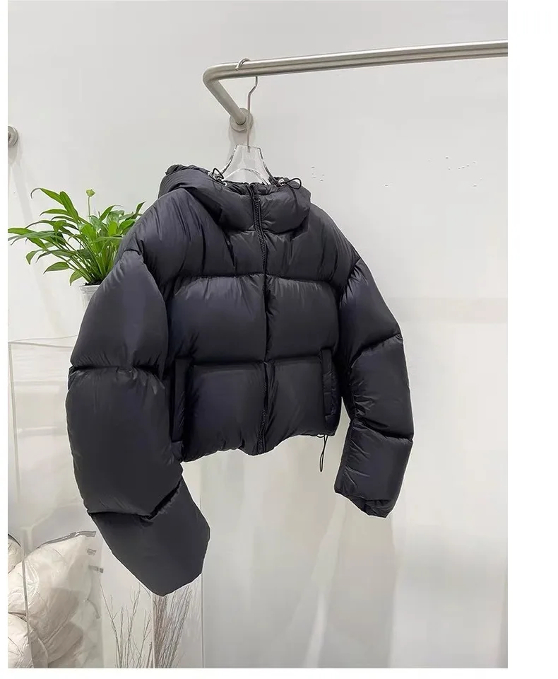 90% белый утиный пух, утепленный пуховик для женщин, короткий повседневный модный пуховик с капюшоном, свободная верхняя одежда для женщин