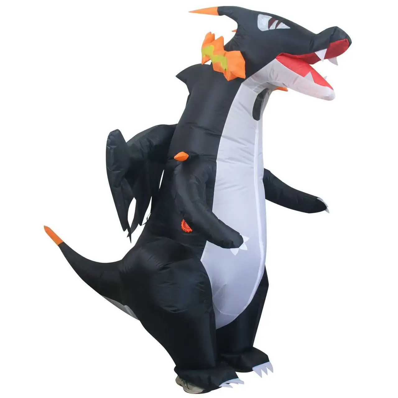 

Novelty New Inflatable Tyrannosaurus Rex Costume Black Cool Fire Dragon Stage Performance Props Clothing Xmas Carnival Gifts