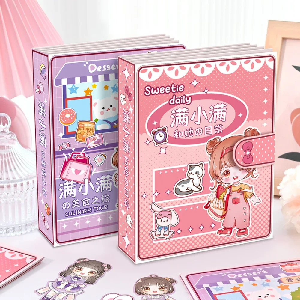 الإبداعية Diy الرسوم المتحركة كتاب هادئ فتاة اللباس الأطفال التعليمية اليدوية ورقة كتاب دمية مجموعة كاملة الغذاء الحياة اليومية #3