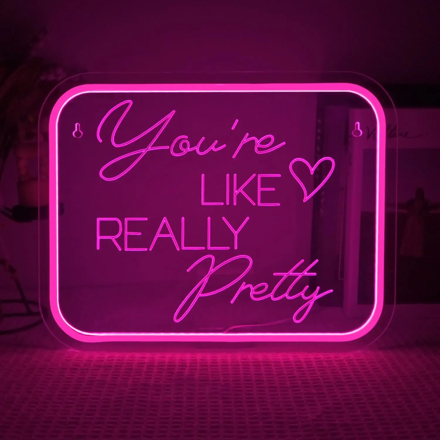 

You're Like Really Pretty Neon Sign,Pink Led Neon Light for Wall Decor,Light Sign for Wedding Dimmable Switch USB Powered with N