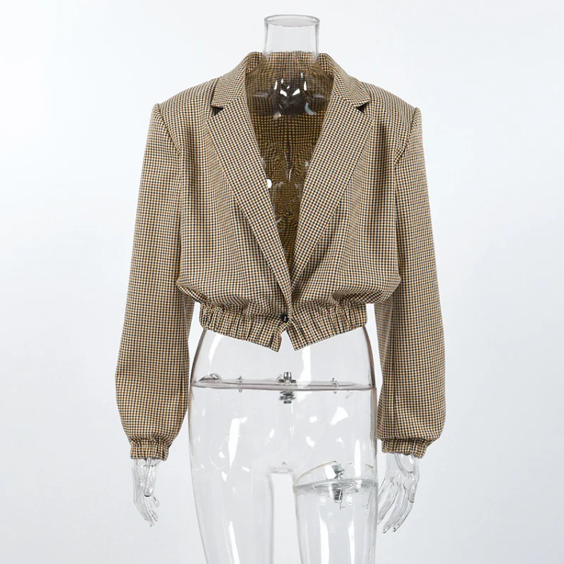 2025 가을 여성 의류 신상 코트 여성용 숏 체크 블레이저 레트로 루즈핏 슬림핏 재킷 다용도 수트