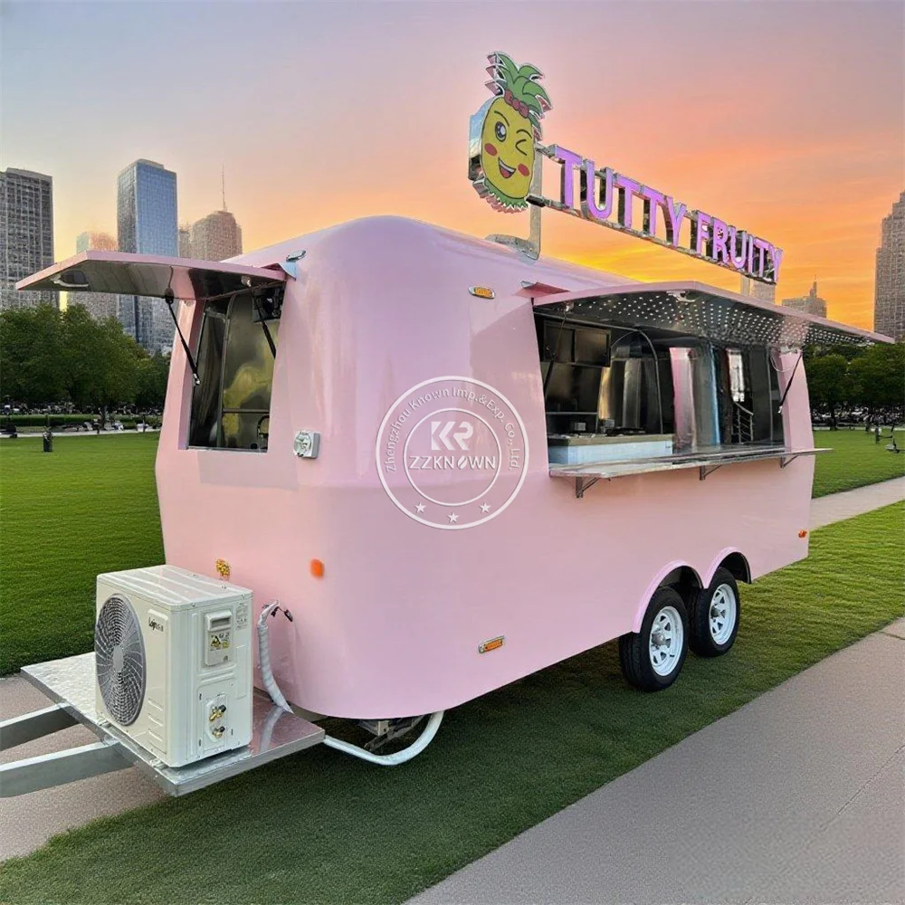 

Outdoor Mobile Fully Equipped Catering Trailer Taco Pizza Ice Cream Fast Food Van Truck Trailer With Full Kitchen