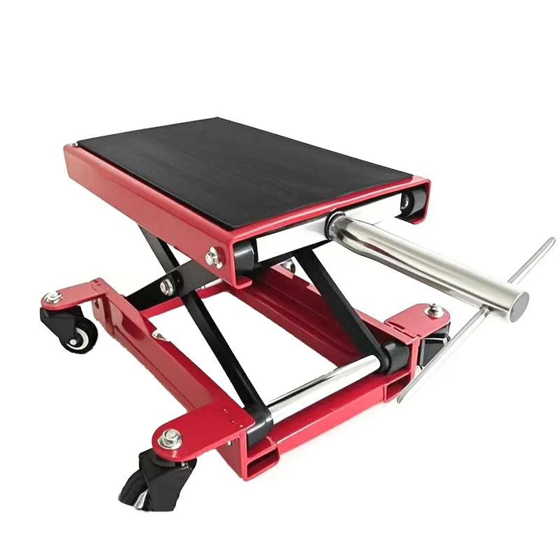 Motorcycle Lift 1100 LBS Motorcycle Lift Scissor Lift Jack with Dolly & Hand Crank Center Hoist Crank Stand for Motorcycle