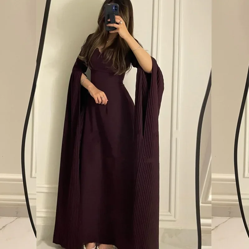 Little Destroy AndrCustomized-Robes mi-longues drapées A-Line à col en V, Style moderne, Jersey plissé, Occasions sur mesure, Assorties Ex