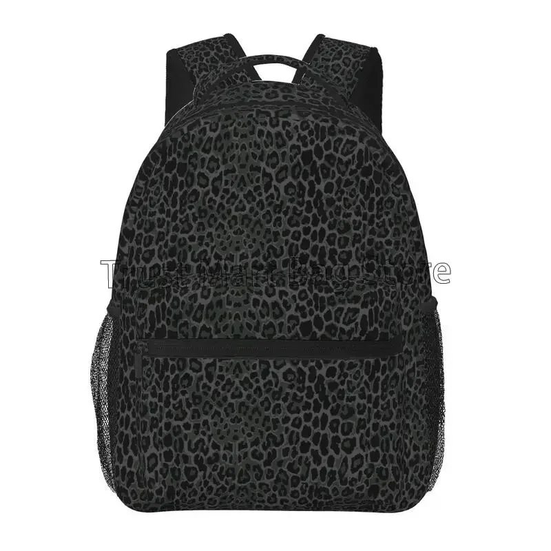 블랙 레오파드 프린트 여행 배낭 학교 가방 경량 학생 Bookbag 여행 하이킹 캠핑을위한 남여 노트북 데이 팟