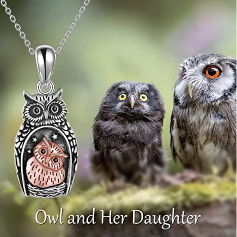 Fashion Income Vintage Owl Pendant Necklace Ladies Anniversary Birthday Jewelry Christmas Gift for Wife, Daughter and Mother