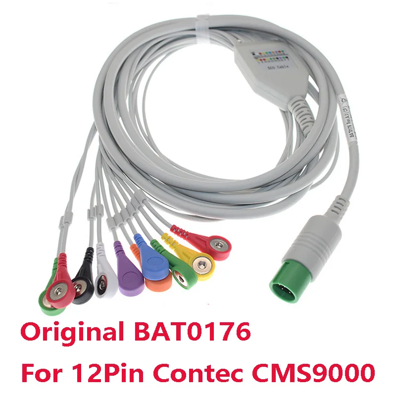 

Original BAT0176 ECG EKG Cable Integrated DT Type Snap Leadwire Use For 12Pin Contec CMS9000 Hospital Equipment Cardiac Monitor.