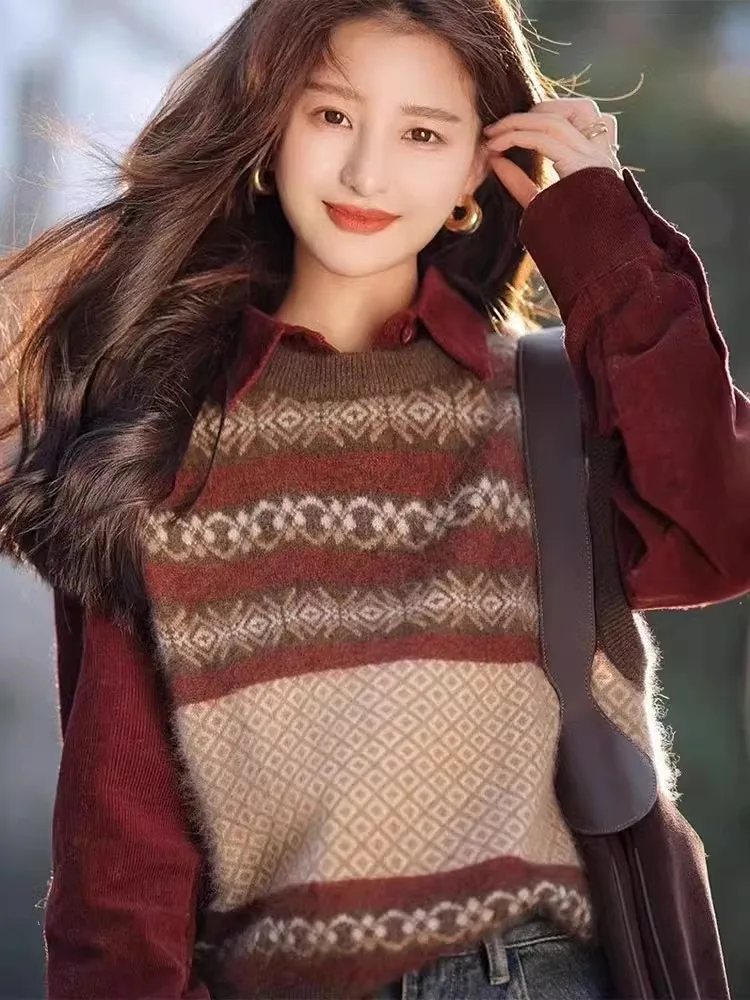 

Женский повседневный жилет из мягкого меха, круглый жилет с подплечниками, осень-зима, новый удобный удобный полосатый узор для поездок на работу