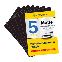 5 Sheets A4 Printable Magnetic sheets Non Adhesive 16mil A4 8.3 x 11.7 inches Magnet Matte Photo Paper for Inkjet Printers