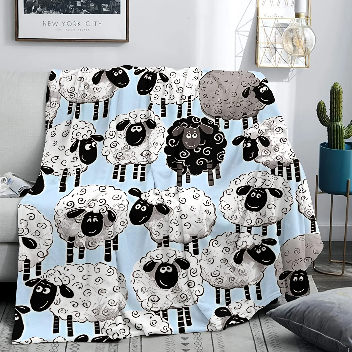 بطانية رمي الأغنام الكرتونية المريحة - ناعمة وخفيفة الوزن وصديقة للبشرة للأريكة والسرير والسفر والتخييم - هدية مثالية للعائلة #2