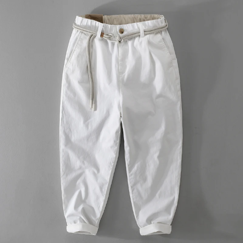 2026 Spring Autumn New Drawstring Casual Pants Men Clothing Cotton Solid Color Streetwear Jogger Pants Men Trousers