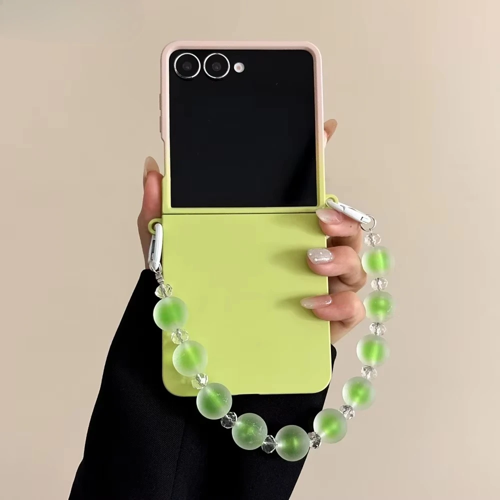 Matte Gradient Double Color Bracelet Case For Samsung Galaxy Z Flip 8 7 6 zflip 5 4 Wrist Chain Shockproof Ins Korean Cover