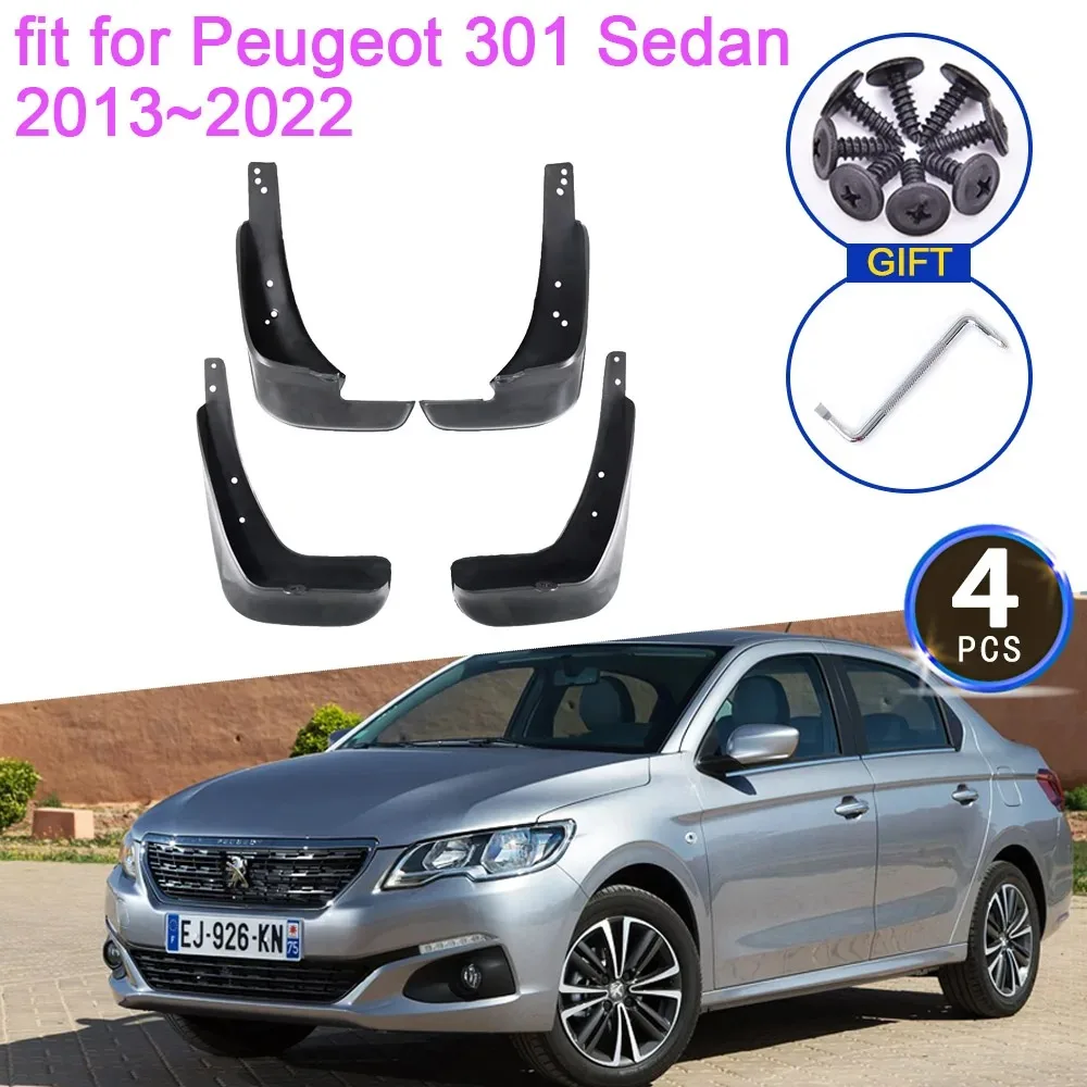 

For Peugeot 301 Sedan 2013~2022 2021 2019 2018 2017 2016 2015 2014 Mud Flaps Mudguards Splash Fender Guard Front Car Accessories