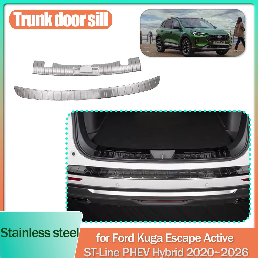 

Накладка на порог багажника для Ford Kuga Escape Active ST-Line PHEV 2020~2026, нержавеющая сталь, защитная накладка, декоративные полосы, аксессуары