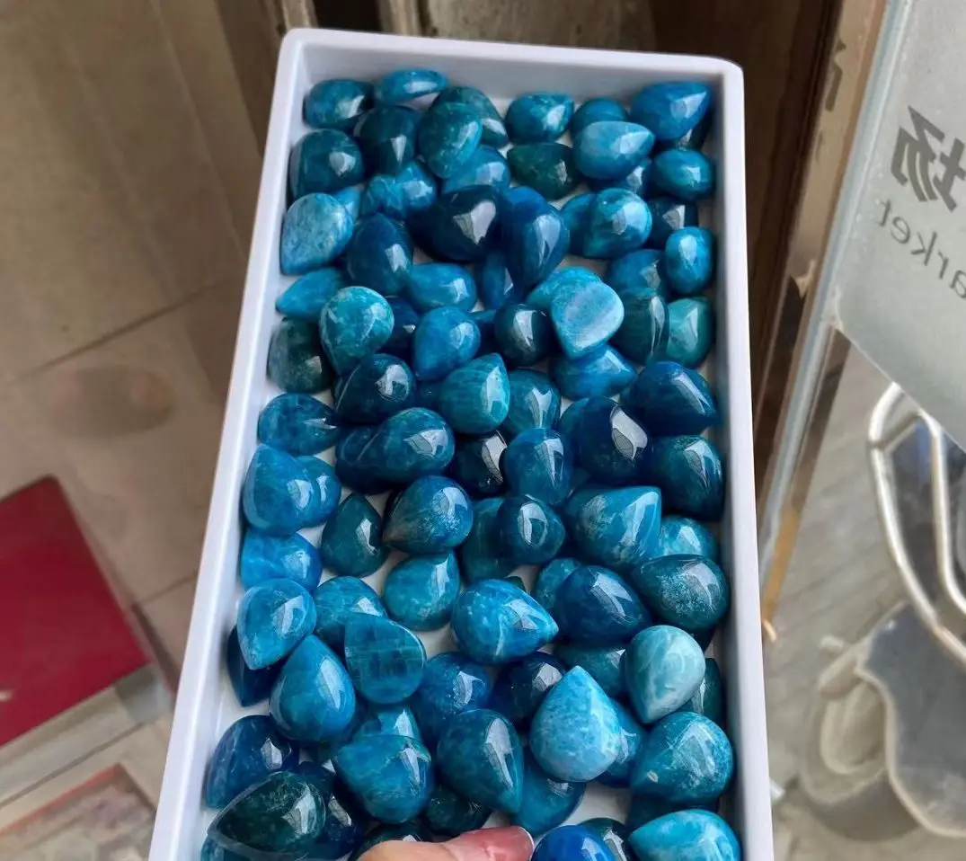 Wholesale 10pcs/pack Natural Apatite Bead Cabochon 20-24mm Mixed Size Gemstone Jewelry Pendant Accessory