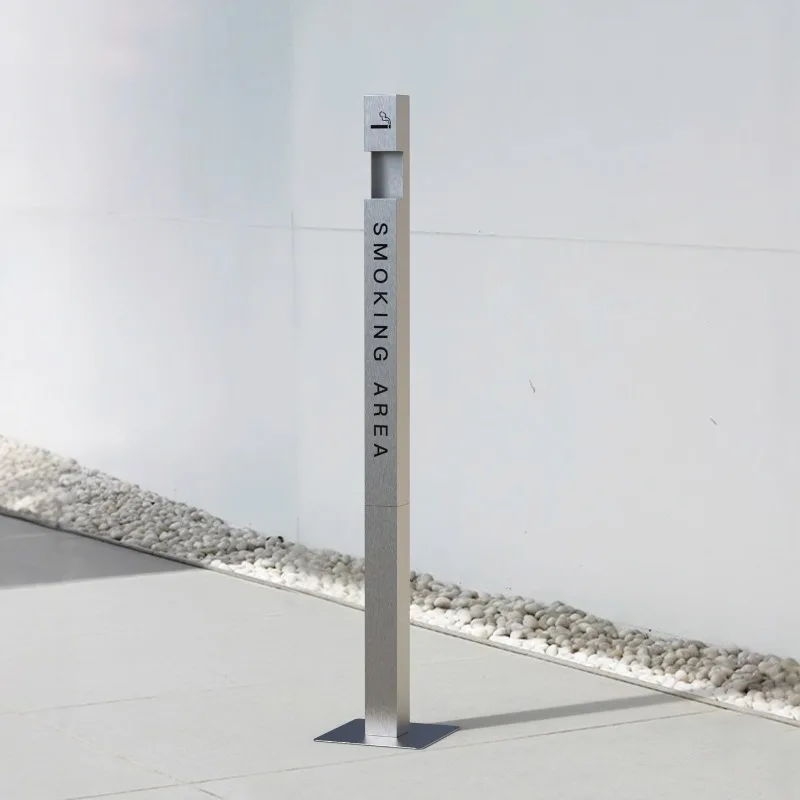 Outdoor smoke column, commercial smoking area vertical ash column cigarette butt bucket stainless steel cigarette butt collector