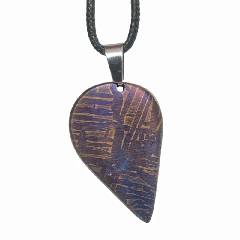 Muonionalusta Meteorite Pendant Blued Etched Widmanstatten Pattern Irregular Shape Iron Meteorite Necklace Jewelry LK493