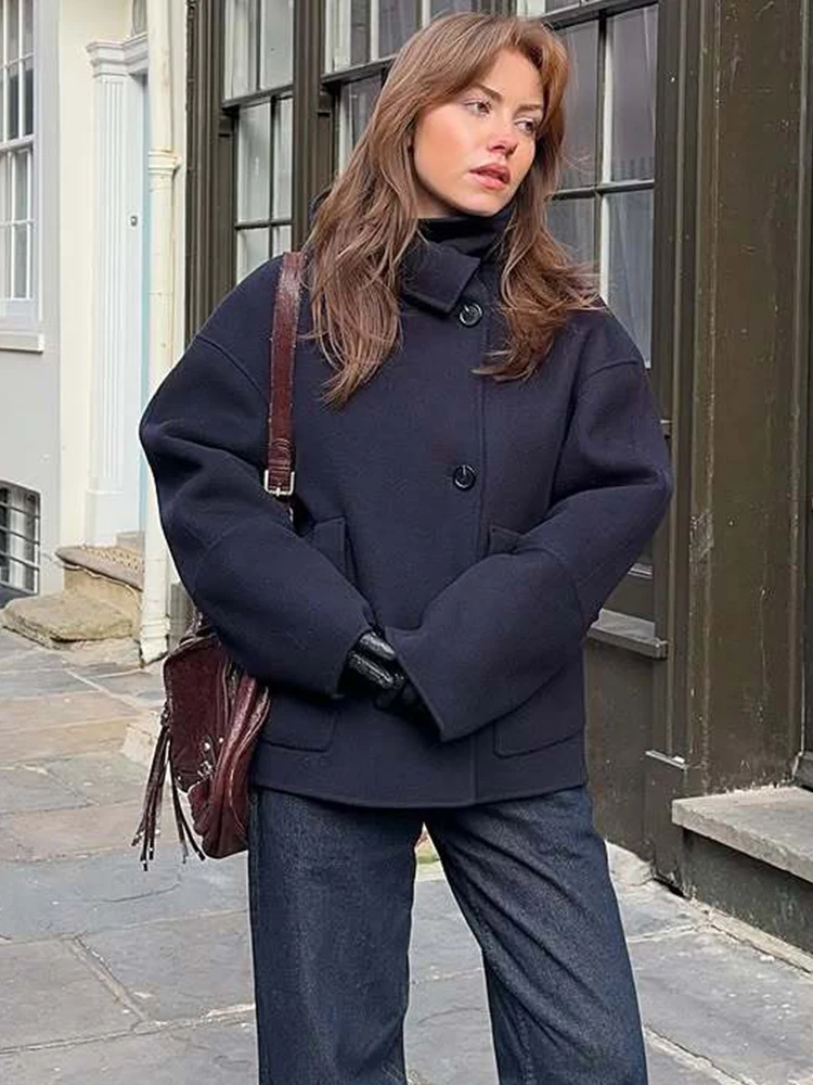 

Trendix 2026 Vintage Jackets Women's Spring Casual Lapel Collar Long Sleeve Coats Street Solid Office Commute Short Jacket Coat