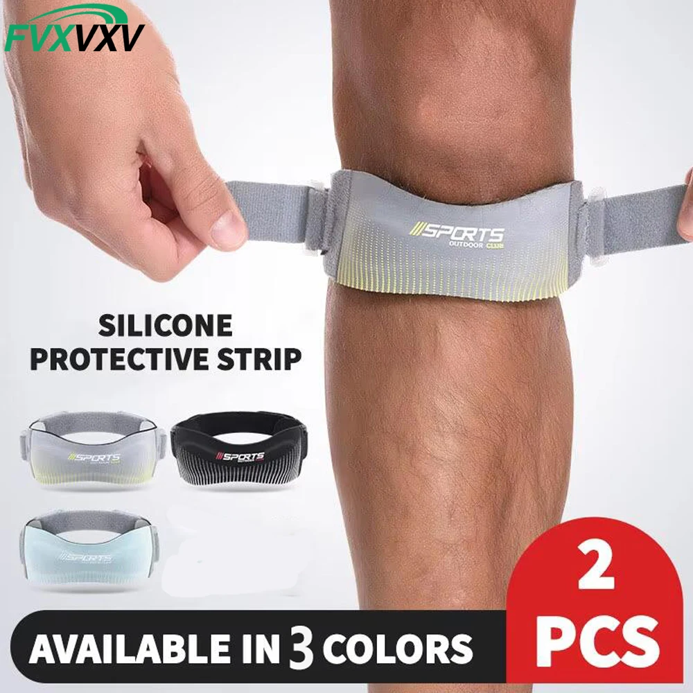 FVXVXV 2 Stück Kniepolster, verstellbarer Kniegurt, Patellasehnen-Druckpolster, Schutzpolster, Slider-Pad, Schutz für Badminton, Laufen