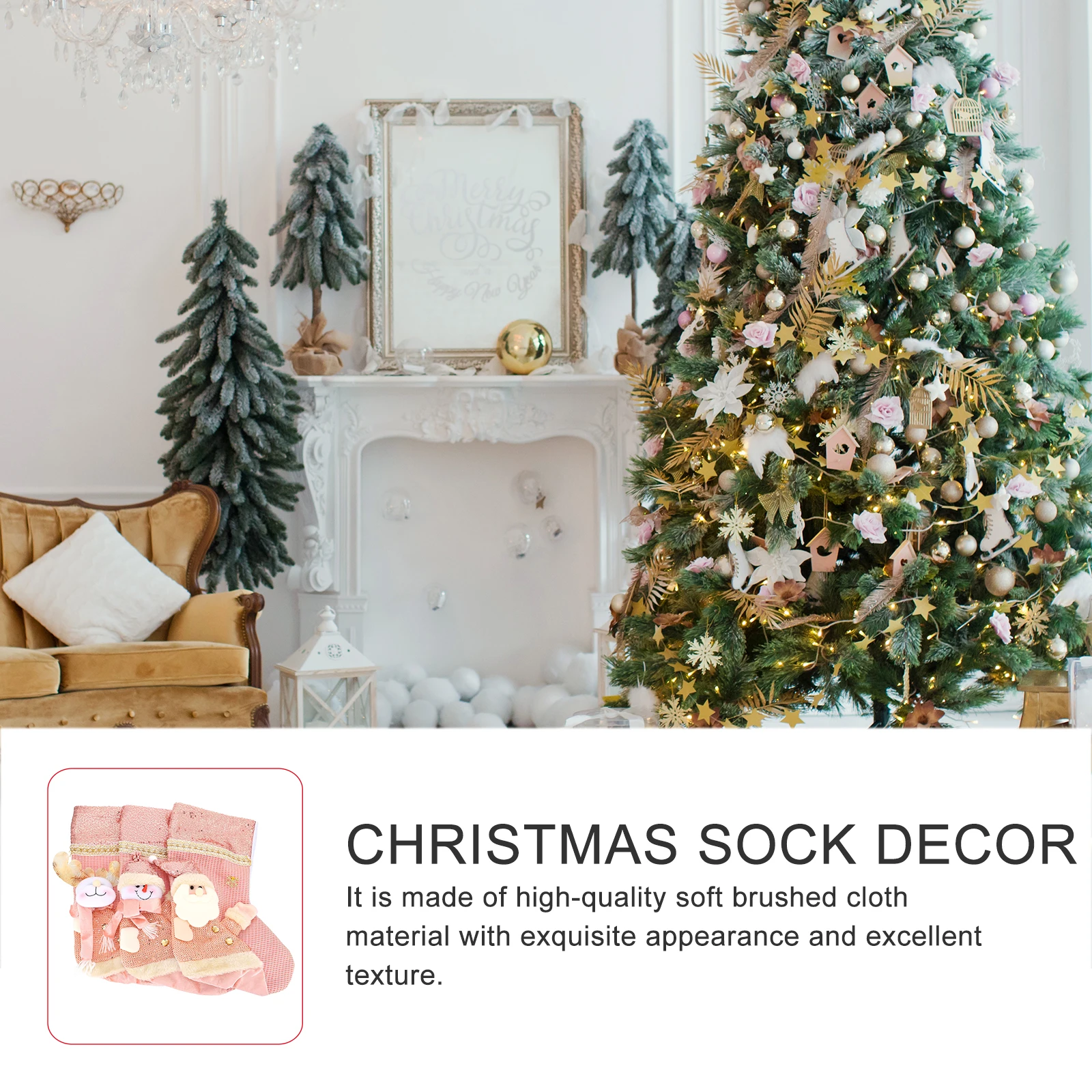 

3pcs Christmas Sock Decor Adorable Hanging Pendant For Tree Wall Gift Holder Xmas Stocking Ornament Party Decorative Socks